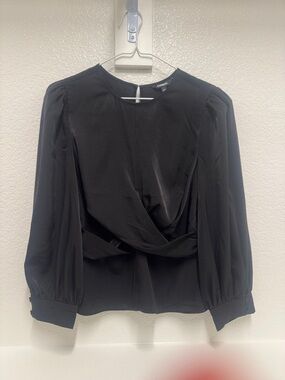 Express Black Twist-Front Long Sleeve Blouse